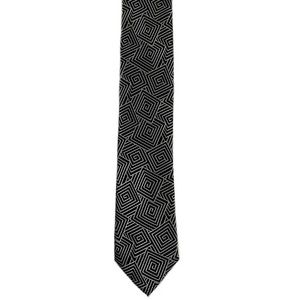 Alfani Men’s Polyester Tie, Black White Geometric Box Pattern 2.5 In Width EUC